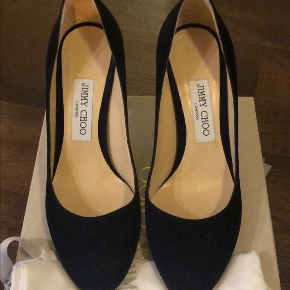 Jimmy Choo navy suede heels